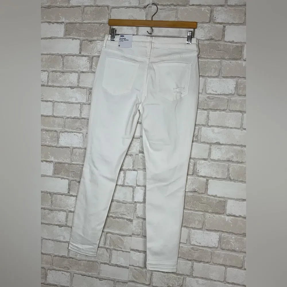 NWT Old Navy Rockstar Super Skinny Distressed Mid-rise Jeans Size 6